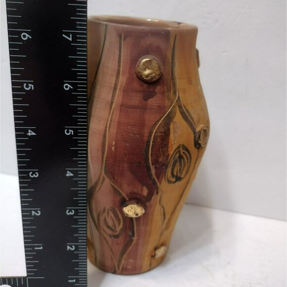 Vintage Toscany Ceramic Pottery Vase Tree Bark Wood Texture Mid Century Handmade - Picture 7 of 9